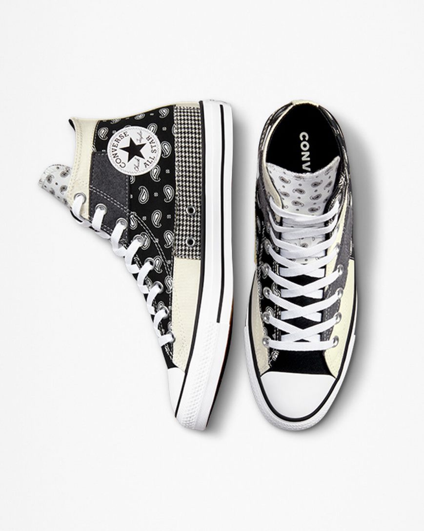 Zapatillas Altas Converse Chuck Taylor All Star Hacked Patterns Mujer Beige Negras Blancas | PE L7E58P